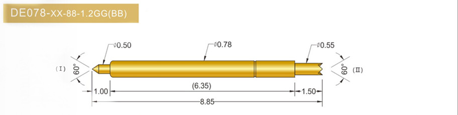 078雙頭探針尺寸、BGA雙頭頂針、雙向可動探針、帶彈簧頂針、測試探針