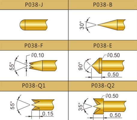 PA038測(cè)試探針頭型，華榮華探針廠家