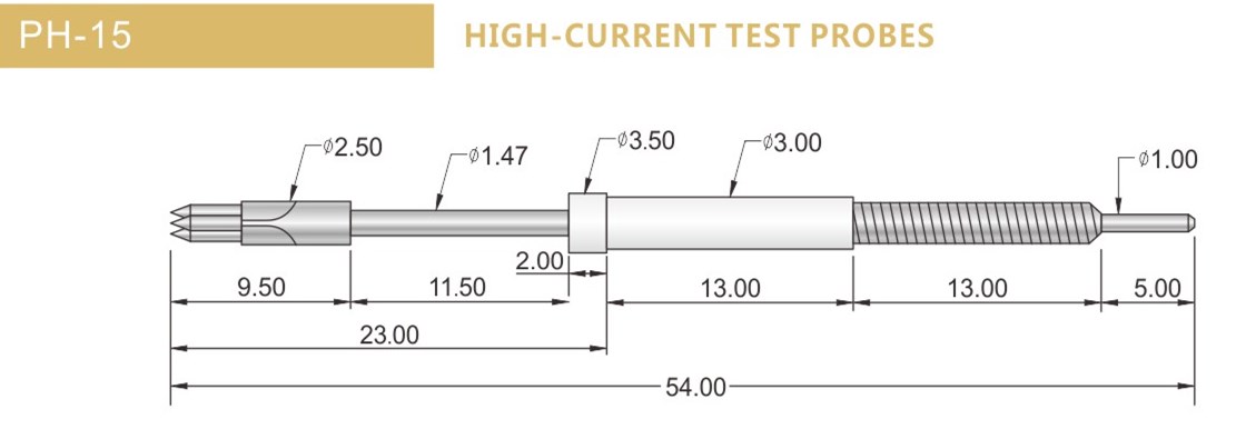 PH-15測試探針尺寸，華榮華探針選型規(guī)格